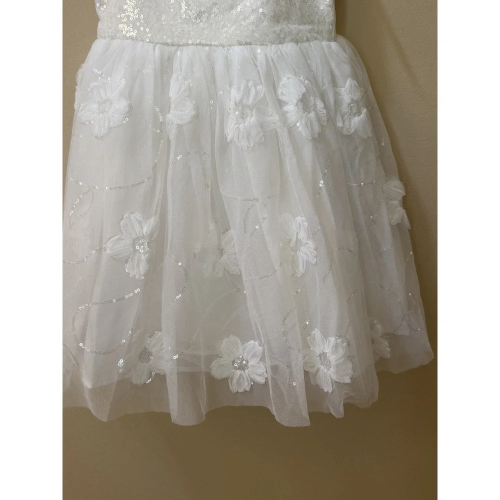 Zenzi Girls White Flower Tutu Dress Sequined Top Size XS (4/5) New with Tags